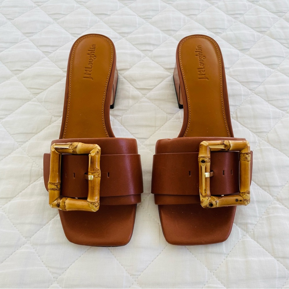 New J. Mclaughlin Brown Solid Ninette Leather Blo… - image 5